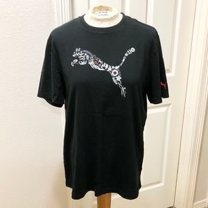 Puma S/S Black T-shirt w/Mechanical Cat Logo - L
